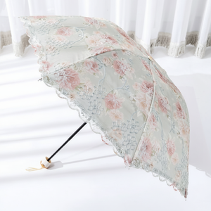 UPF50 + ombrello di protezione solare con rosa ricamato in pizzo parasole - Product Image 1