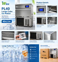 Machine à glaçons automatique professionnelle pour grands cubes de glace 40KG WICE Ice