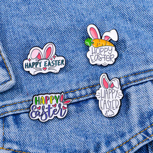 Paashaas thema schattige wortel epoxy gecoate zinklegering emaille pin creatief ontwerp casual accessoire cadeau groothandel bulkbestelling - Product Image 5