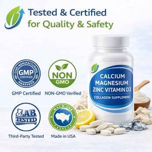 Integratore OEM di Calcio, Magnesio, Zinco, Vitamina D3 e Collagene Altamente Assorbibile per Adulti, Migliora la Densità Ossea, 2 Compresse al Giorno - Product Image 5