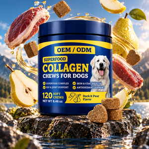 Masticables Blandos de Colágeno Múltiple para Perros, para la Movilidad de Cadera y Articulaciones, Bienestar de la Piel y el Pelaje, Tipo I, II y <span class=keywords><strong>III</strong></span>, 120 Unidades, Sabor a Pato y Pera - Product Image 1