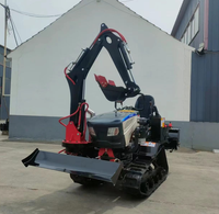 Tracteur agricole miniature diesel 4x4 40 CV avec prise de force hydraulique, chenilles et cultivateur