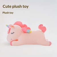 Peluche Licorne Transfrontalière en Velours, Cadeau pour Filles, Coussin de Sommeil Animal à Câliner, Rembourrage en Coton pour Enfants