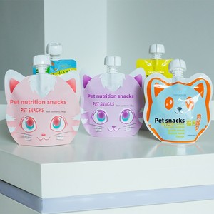 Pochettes souples <span class=keywords><strong>en</strong></span> plastique à bec verseur <span class=keywords><strong>en</strong></span> forme de tête de <span class=keywords><strong>chat</strong></span> de dessin animé pour aliments humides pour animaux de compagnie, sachets refermables pour pâtée et sauces pour chats - Product Image 4