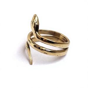 Anillo de serpiente Chapado en plata, de alta calidad, latón dorado, acabado hecho a mano, pulido - Product Image 5