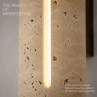 Lámpara de Pared Moderna de Travertino Natural, LED, para Interiores, Base de Madera, G9, Estilo Wabi Sabi, para Mesita de Noche, Hotel, Luz Cálida 3000K