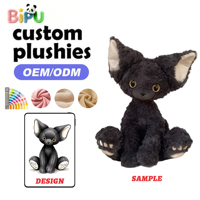Fabricant de jouets en peluche personnalisés OEM, peluche chat noir moelleux en coton doux, design de simulation personnalisé, usine de jouets en peluche.