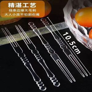 Transparent Acrylic Fruit <b>Forks</b> 10.5Cm Safe Edge For Home Party Use - Product Image 1