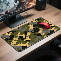 Grand tapis de souris gaming sur mesure, antidérapant en caoutchouc, tapis de bureau étendu pour clavier, bords cousus, camouflage tactique, pour PC