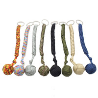 Boule de Nœud de Survie d'Autodéfense pour Extérieur Paracord Singe Poing Tissé Boule d'Acier Paracord Armes d'Autodéfense