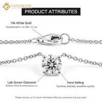 Collier pendentif en diamant de laboratoire rond brillant certifié IGI Goldleafgem, or 14 carats, solitaire, pour usage quotidien, collier de mariage