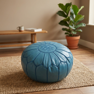 Cojín de Piso de Cuero Azul, Diseño Bohemio, Hecho a Mano, Patrón Geométrico Abstracto, Decoración para el Hogar de Año Nuevo Chino, Sala de Estar Interior - Product Image 3