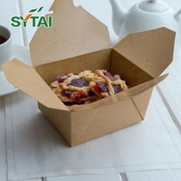 Kotak makan siang Kraft sekali pakai ramah lingkungan wadah makanan untuk Salad Mi