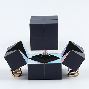 Lampada a Led cassa del tesoro girevole in oro due O Kit dimensioni piccola collana verde anello Set scatola cassetto scatola per imballaggio <span class=keywords><strong>gioielli</strong></span> per ragazze - Product Image 2