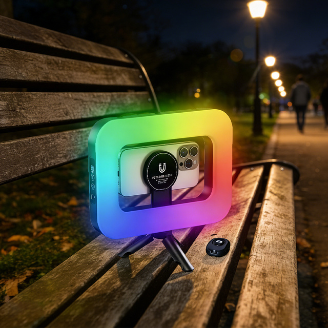 Wireless  Remote Magnetic RGB Ring Light Portable LED Selfie Lamp for Solo Creators iOS Android