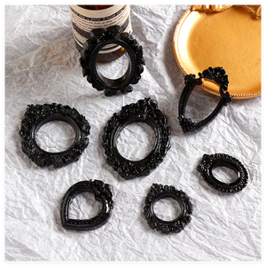 Cornice per Foto Miniatura Rettangolare, Ovale, a Cuore, Quadrata, Nera, con Cabochon Grande in Resina Flatback per Fai da Te, Giocattoli per Bambini, <span class=keywords><strong>Mobili</strong></span> per Case delle Bambole - Product Image 4