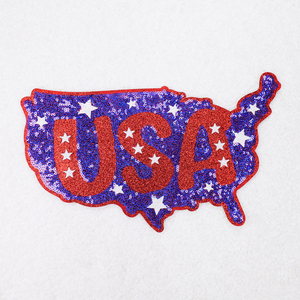 Usa National Flag 1776 Large Embroidery Patches <b>Bow</b> Flag Embroidery Usa Sequin Patch Stock Badges Patches For Jackets Hats - Product Image 1