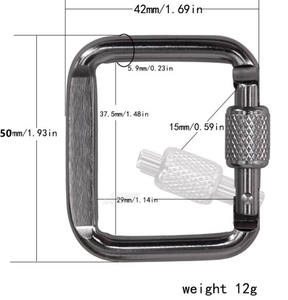 HXY-<span class=keywords><strong>Mousqueton</strong></span> en métal aluminium léger de 2 pouces, 5cm, pivotant noir, <span class=keywords><strong>autobloquant</strong></span>, en forme de carré pour porte-clés d'extérieur - Product Image 3