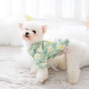 Sudadera con capucha con estampado de margaritas para perros pequeños y cachorros, forro polar fino de primavera, diseño floral bonito, ropa para perros Bichon Frise Teddy - Product Image 2