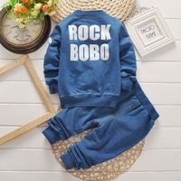 Conjuntos de Ropa para Niño de 2 Piezas, Estilo Vintage, Manga Larga, Diseño de Dibujos Animados, Marca Privada, Boutique, Gran Venta