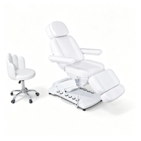 Lit de beauté chauffant électrique à 4 moteurs, fauteuil de traitement facial réglable, commande au pied, lit de massage électrique pour salon, spa, clinique