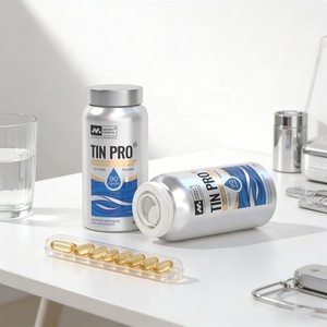 Merrynewon – Pot en aluminium personnalisable de 100 ml, 160 ml, 200 ml avec bouchon à anneau de fermeture pour huile de poisson, médicaments et pilules - Product Image 1