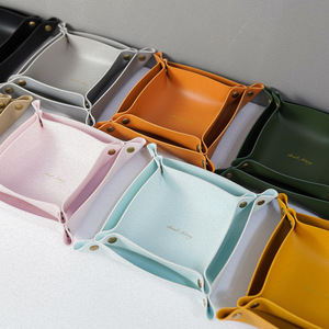 Vassoio Portaoggetti Pieghevole in Pelle PU Personalizzabile con Logo, per Chiavi, Accessori, Scarpe, Comodino e Servizio - Product Image 2