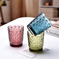 Coupe à vin en verre gaufré de style européen, vintage, luxe léger, couleur bonbon, gobelet épaissi, créatif, pour usage domestique, pour jus