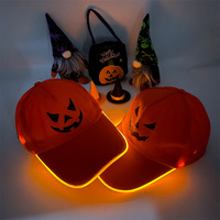 Nueva Gorra de Béisbol de PVC con LED para Halloween, 6 Paneles, Semi-Artificial, para Adultos, Diseño de Calabaza, Divertida, Creativa, Naranja, Unisex, con Protección Solar