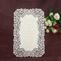 Cartes d'invitation de mariage fantaisie découpées au laser avec dorure à chaud, modèles de cartes de menu découpées au laser et cartes de vœux personnalisées