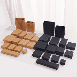 Full Size Kraft <b>Paper</b> Cardboard Jewelry Packaging Necklace Bracelet Gift Box Custom Jewellery Packaging Black Lid and Bottom Box - Product Image 4