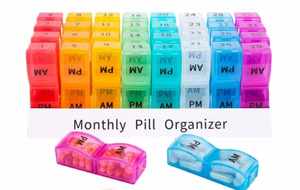 Caja de Medicina de plástico portátil colorida con 31 días de almacenamiento de pastillas de múltiples compartimentos independiente para fundas de tabletas de viaje <span class=keywords><strong>mensuales</strong></span> - Product Image 4