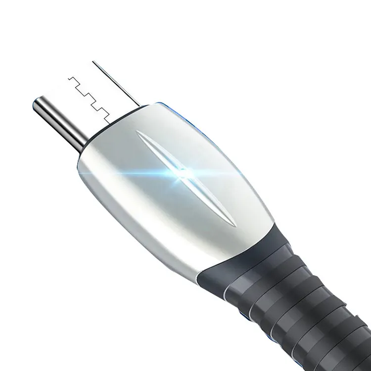 Cabo de carregador trançado de nylon de carregamento rápido com luz LED cabos de dados USB para Samsung Galaxy 1m 1.5m 2m 3A