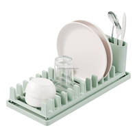 WIREKING Mini égouttoir à vaisselle en plastique compact avec 11 supports pour assiettes, tasses, bols et couverts
