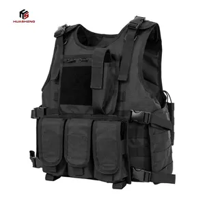 Black Plate Carrier Tactical Protective Vest with 7.62mm Magazine Ammo Pouch