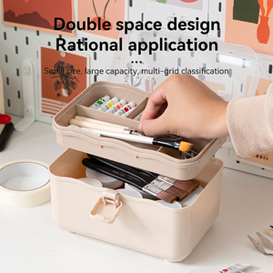 Caja de Almacenamiento de Plástico de 2 Niveles, Tipo Maleta, para <span class=keywords><strong>Manicura</strong></span>, Arte, Estudiantes, Artículos Diversos y Herramientas - Product Image 1