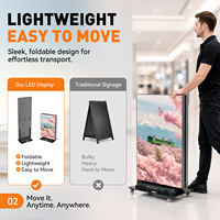 Layar Poster LED Lipat Indoor Full Color Vertikal untuk Display Iklan Digital Mobile Signage di Pusat Perbelanjaan dan Toko Retail