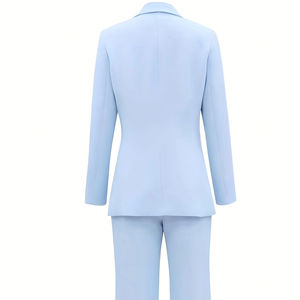 Set di abiti professionali da <span class=keywords><strong>donna</strong></span> di fascia alta blu chiaro con decorazione a bottoni Set di pantaloni professionali - Product Image 3