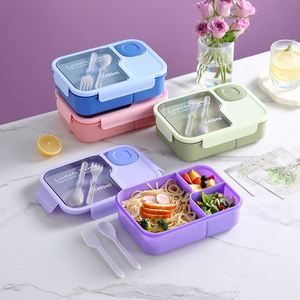 Bento <b>Box</b> with <b>Compartment</b> Microwave- and Salad-Apt Students' <b>Lunch</b> Boxes Includes Cutlery-for Kitchen Use - Product Image 2