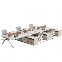 Poste de travail en îlot de bureau, bureau informatique moderne en L, station de travail avec cloison pour employés, ensemble de mobilier de table, vente en gros