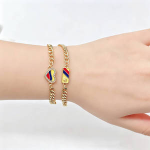 HS162 Pulsera de Cadena Ondulada con Dijes de Bandera de Colombia, Venezuela y México, Temática Campestre, Esmaltada, Venta Caliente, Suministros de Joyería al por Mayor - Product Image 4