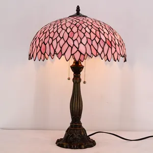 16 × 24 Zoll farbiges Glas rosa Wisteria-Stil Schreibtisch-Leselampen Tiffany Tischlampe Fabrik Großhandel Licht