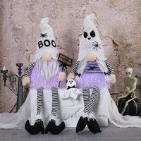 Adorable ensemble de 2 gnomes de Noël lumineux avec chapeau moelleux, ornements de sorcière avec lumières LED clignotantes colorées
