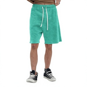 Shorts pour hommes Elite délavés à l'acide, en coton épais de haute qualité, effet vintage, avec logo personnalisé, style survêtement - Product Image 4