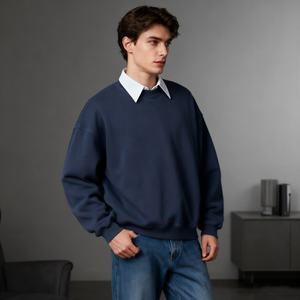 TKAN425D Sudadera Personalizada para Hombre, Bordada, Estilo Urbano de Invierno, Talla Grande, Holgada, 100% Algodón, Lavado Vintage, Cuello Redondo - Product Image 1