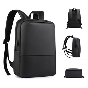 Laptop <b>Backpack</b> Black Large Capacity Business Travel Water Resistant <b>Backpack</b> For Men With Front Pocket And Adjustable <b>Straps</b> - Product Image 1