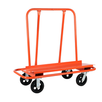 Chariot à main en acier à quatre roues, chariot à plateforme pour entrepôt, couleur industrielle verte en acier inoxydable