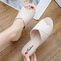 Sandales tongs d'extérieur en PVC à bout ouvert et brides croisées pour femme, style simple, à enfiler, confortables, pour l'été et le printemps