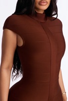 Nouvelle Arrivée Été Européen et Américain : Robe Moulante Unie à Col Montant et Effet Cache-Cœur pour Femme – Collection Mode Commerce International