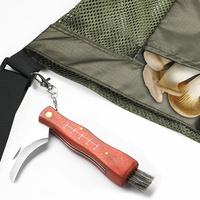Grand couteau à champignons et à truffes à manche en bois pour la cuisine et l'extérieur, couteau à champignons pliable pour le jardinage avec brosse